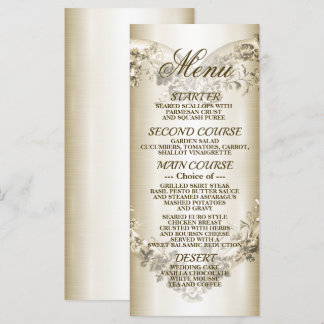 Trouw Bloemrijk Gouden Sierlijk Hart Frame Feest Menu