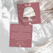 Trouw bloemrijke roze auto bedankkaart