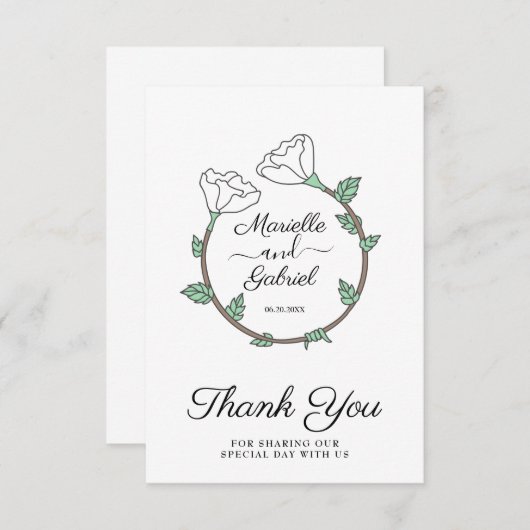 Trouw Bloemring Plat Bedankkaart (Voorkant / Achterkant)