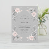 Trouw Bloemstuk in Blush Grijs Romantisch Kaart (Staand voorkant)