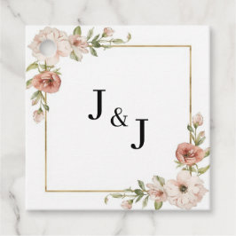 Trouw Blozende Bloemen Frame Beginletters Bedankjes Labels