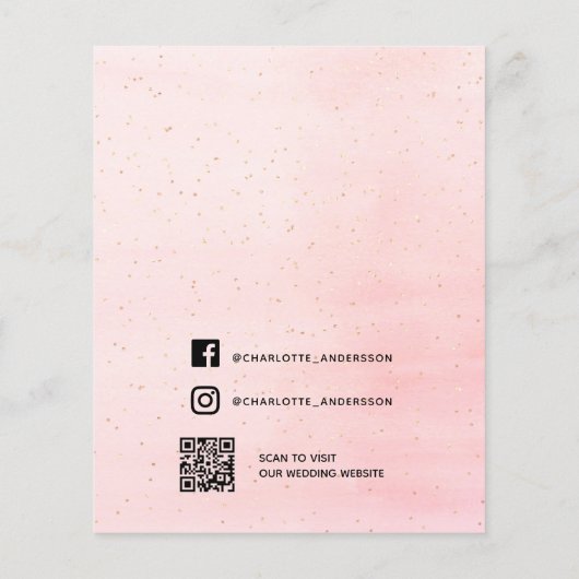 Trouw blozende roze bloem social media budget flyer (Achterkant)