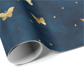 Trouw Blue Gold Vlinders Cadeaupapier (Rol Hoek)