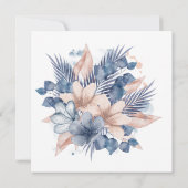Trouw Blush Blauw Perzik Beige Bloem Wit Kaart (Achterkant)