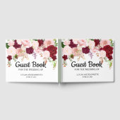 Trouw Blush Bourgondië Bloem Waterverf Gastenboek (Volledig)