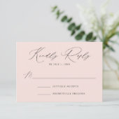 Trouw Blush Modern Elegance RSVP Kaartje (Staand voorkant)