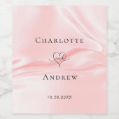 Trouw blush roze zijden satijnen namen wijn etiket (Enkel label)
