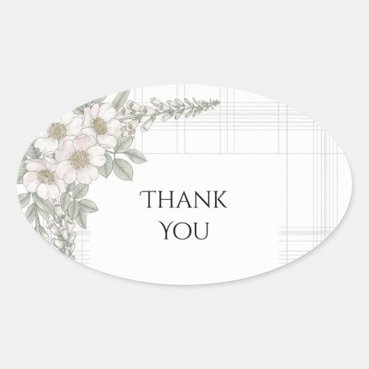 Trouw 'Blush White Rose Tartan' Dank Je Sticker (Voorkant)