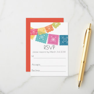 Trouw  Boda  Bruiloft Papel Picado RSVP Informatiekaartje