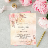 Trouw boho pampas gras roze goud budget flyer