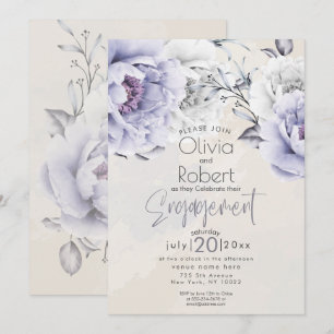 Trouw   Boho Rustieke Lilac en Albasten Pioenroos Kaart