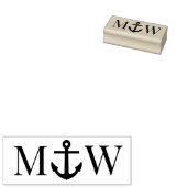 Trouw Boot Anker Koppel 2 Initiaal Monogram #1 Rubberstempel (Gestempeld)