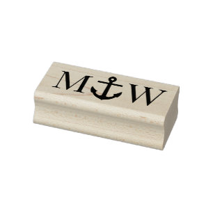 Trouw Boot Anker Koppel 2 Initiaal Monogram #1 Rubberstempel