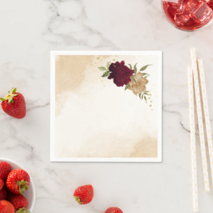 Trouw botanisch maroon groen beige goud servet