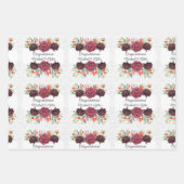 Trouw Bourgogne Rozen Persoonlijke Namen 3 Damast Inpakpapier Vel (Voorkant 2)
