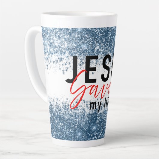 Trouw brouwsel: Jezus redde mijn leven Latte Mok (Linkerhoek)