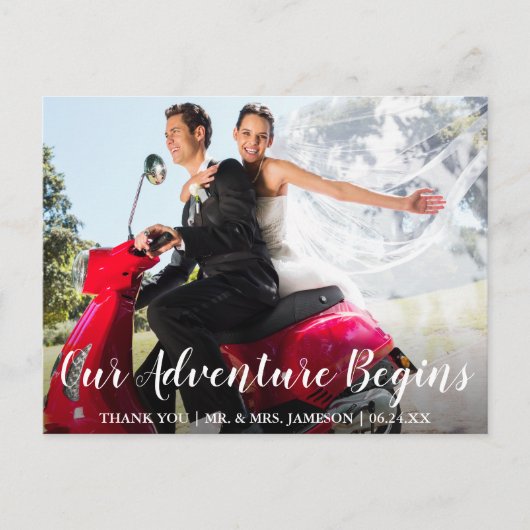 Trouw Bruid & Bruidegom Avontuur Bedankt Briefkaart (Voorkant)
