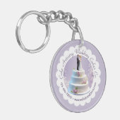 Trouw Bruid & Bruidegom Cake Bakkerij Bedrijf Sleutelhanger (Voorkant Links)