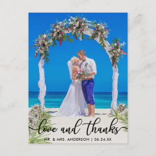 Trouw Bruid Bruidegom Foto Liefde en Dank Briefkaart
