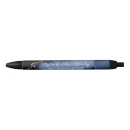 Trouw Bruid Bruidegom Gast Cadeau Blauwe Marmer Zwarte Inkt Pen
