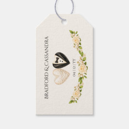 Trouw Bruid Bruidegom namen en datum hart bloemstu Cadeaulabel