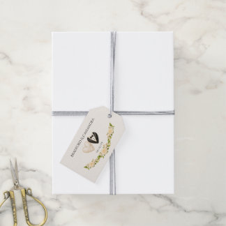 Trouw Bruid Bruidegom namen en datum hart bloemstu Cadeaulabel
