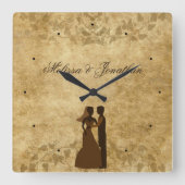 Trouw bruid bruidegom op maat gemaakte namen vinta vierkante klok (Voorkant)