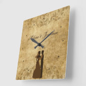 Trouw bruid bruidegom op maat gemaakte namen vinta vierkante klok (Hoek)