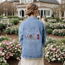 Trouw Bruid Bruidsmeisje Bruiloftspartij Meisjesav Denim Jacket