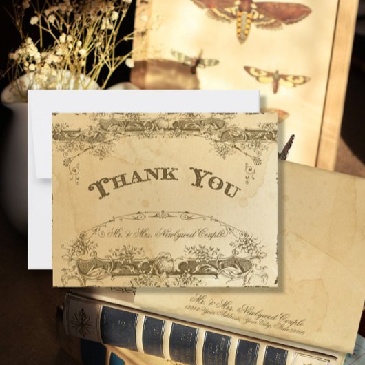 Trouw Bruid Dank Je Stationery Vintage Thee Kaart