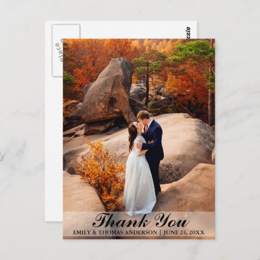 Trouw Bruid en Bruidegom Bedankt Foto Ansichtkaart Briefkaart (Voorkant / Achterkant)