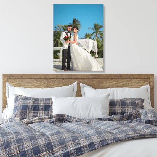 Trouw bruid en bruidegom foto met details canvas afdruk (Insitu (Slaapkamer))