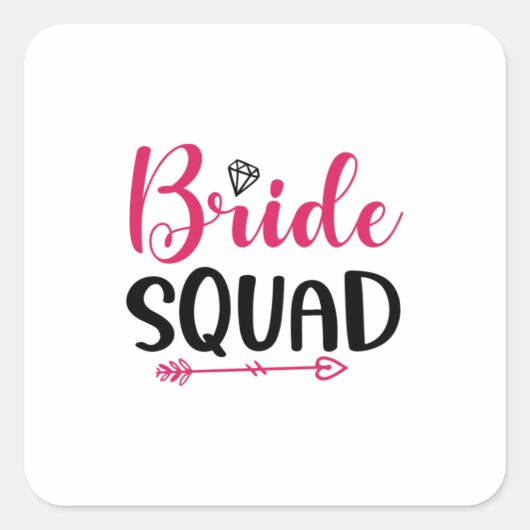 Trouw Bruid Squad Vierkante Sticker (Voorkant)
