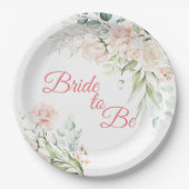 Trouw Bruid Wordt Bloemige Elegante Roze Script Papieren Bordje (Voorkant)
