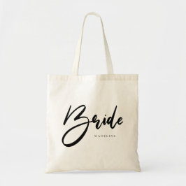 Trouw Bruid Zwart Bedrukt Gepersonaliseerd Canvas  Tote Bag