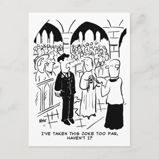 Trouw - Bruidegom Grap Cartoon Briefkaart (Voorkant)