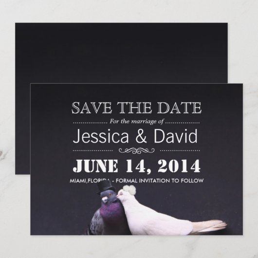 Trouw & Bruidegom Vogels Save the Date Aankondigin (Voorkant / Achterkant)