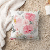 Trouw Bruidsfeest Blush Roze Waterverf Bloemen Kussen (Deken)