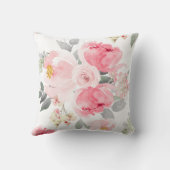 Trouw Bruidsfeest Blush Roze Waterverf Bloemen Kussen (Achterkant)