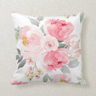Trouw Bruidsfeest Blush Roze Waterverf Bloemen Kussen