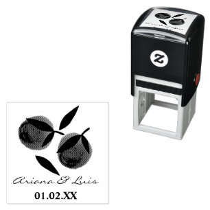 Trouw Bruidsfeest Sinaasappel Citroen Handgetekend Zelfinktende Stempel