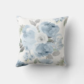 Trouw Bruidsfeest Stofblauw Waterverf Bloem Kussen (Achterkant)