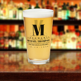 Trouw Bruidsman Modern Monogram Eenvoudig  Glas