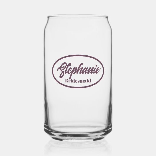Trouw Bruidsmeisje Glas met Gestileerde Naam Eetba (Voorkant)