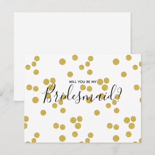 Trouw bruidsmeisje | Gouden Confetti Script Ansich Uitnodiging Briefkaart (Voorkant / Achterkant)