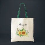 Trouw bruidsmeisje met zonnebloemen persoonlijk tote bag<br><div class="desc">Tassen voor bruidsmeisjes met zonnebloemen opdruk. 
(1) Voor verdere aanpassing,  klik op de link "verder aanpassen" en gebruik onze ontwerp tool om deze sjabloon aan te passen.
(2) Als je hulp nodig hebt of overeenkomende artikelen wilt,  neem dan contact met me op.</div>