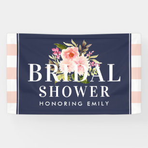 Trouw Bruidsmeisje Shower Navy en Blush Bloemen Spandoek