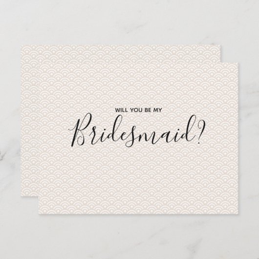 Trouw bruidsmeisje | Wit roze patroon elegant Uitnodiging Briefkaart (Voorkant / Achterkant)