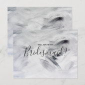 Trouw bruidsmeisje | witte kunstwerk verfstreken uitnodiging briefkaart (Voorkant / Achterkant)