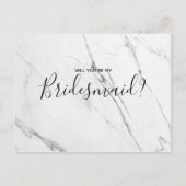 Trouw bruidsmeisje | Witte marmeren script ansicht Uitnodiging Briefkaart (Voorkant)
